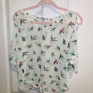 Sold Hummingbird Graphic Print Blouse Top